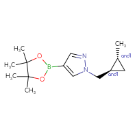 Chemical structure of rac-1-{[(1R,2R)-2-methylcyclopropyl]methyl}-4-(4,4,5,5-tetramethyl-1,3,2-dioxaborolan-2-yl)-1H-pyrazole - CSSB02127323277