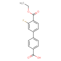 Chemical structure of 4'-(ethoxycarbonyl)-3'-fluoro-[1,1'-biphenyl]-4-carboxylic acid - CSSB00150702394