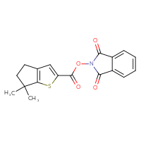 Chemical structure of 1,3-dioxo-2,3-dihydro-1H-isoindol-2-yl 6,6-dimethyl-4H,5H,6H-cyclopenta[b]thiophene-2-carboxylate - CSSB14823111486