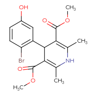 Chemical structure of 3,5-dimethyl 4-(2-bromo-5-hydroxyphenyl)-2,6-dimethyl-1,4-dihydropyridine-3,5-dicarboxylate - CSSB20539825743