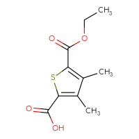 Chemical structure of 5-(ethoxycarbonyl)-3,4-dimethylthiophene-2-carboxylic acid - CSSB00021019204