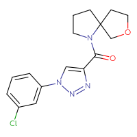 Chemical structure of 1-[1-(3-chlorophenyl)-1H-1,2,3-triazole-4-carbonyl]-7-oxa-1-azaspiro[4.4]nonane - CSSS00138463269