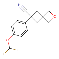 Chemical structure of 6-[4-(difluoromethoxy)phenyl]-2-oxaspiro[3.3]heptane-6-carbonitrile - CSSB00038463429