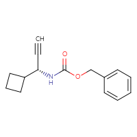 Chemical structure of benzyl N-[(1R)-1-cyclobutylprop-2-yn-1-yl]carbamate - CSSB02125621522