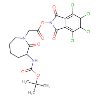 Chemical structure of 4,5,6,7-tetrachloro-1,3-dioxo-2,3-dihydro-1H-isoindol-2-yl 2-(3-{[(tert-butoxy)carbonyl]amino}-2-oxoazepan-1-yl)acetate - CSSB20270393150