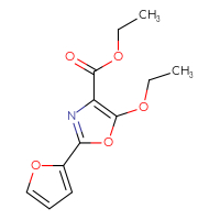 Chemical structure of ethyl 5-ethoxy-2-(furan-2-yl)-1,3-oxazole-4-carboxylate - CSSB21291565240