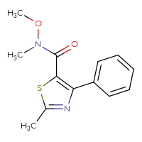 Chemical structure of N-methoxy-N,2-dimethyl-4-phenyl-1,3-thiazole-5-carboxamide - CSSB00026683076