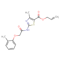 Chemical structure of prop-2-en-1-yl 4-methyl-2-[2-(2-methylphenoxy)acetamido]-1,3-thiazole-5-carboxylate - CSSB00026750236