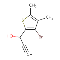 Chemical structure of 1-(3-bromo-4,5-dimethylthiophen-2-yl)prop-2-yn-1-ol - CSSB02495507105
