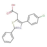 Chemical structure of 2-[4-(4-chlorophenyl)-2-phenyl-1,3-thiazol-5-yl]acetic acid - CSSB00000038442