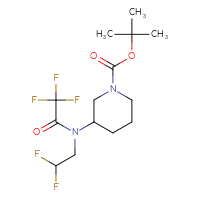 Chemical structure of tert-butyl 3-[N-(2,2-difluoroethyl)-2,2,2-trifluoroacetamido]piperidine-1-carboxylate - CSSB01069302689