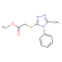 Chemical structure of methyl 2-[(5-methyl-4-phenyl-4H-1,2,4-triazol-3-yl)sulfanyl]acetate - CSSB00046178326