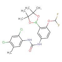Chemical structure of 3-(2,4-dichloro-5-methylphenyl)-1-[4-(difluoromethoxy)-3-(4,4,5,5-tetramethyl-1,3,2-dioxaborolan-2-yl)phenyl]urea - CSSB21332088039