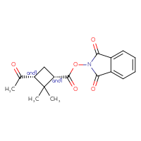 Chemical structure of rac-1,3-dioxo-2,3-dihydro-1H-isoindol-2-yl (1R,3S)-3-acetyl-2,2-dimethylcyclobutane-1-carboxylate - CSSB17484212452