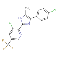Chemical structure of 3-chloro-2-[4-(4-chlorophenyl)-5-methyl-1H-imidazol-2-yl]-5-(trifluoromethyl)pyridine - CSSB21531614909