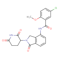 Chemical structure of 5-chloro-N-[2-(2,6-dioxopiperidin-3-yl)-1-oxo-2,3-dihydro-1H-isoindol-4-yl]-2-methoxybenzamide - CSSB03514059656