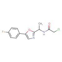 Chemical structure of 2-chloro-N-{1-[5-(4-fluorophenyl)-1,3-oxazol-2-yl]ethyl}acetamide - CSSB00160574403