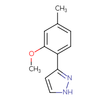 Chemical structure of 3-(2-methoxy-4-methylphenyl)-1H-pyrazole - CSSB01680463401
