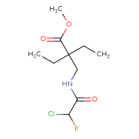 Chemical structure of methyl 2-[(2-chloro-2-fluoroacetamido)methyl]-2-ethylbutanoate - CSSB21332050444