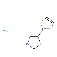 Chemical structure of 5-bromo-2-(pyrrolidin-3-yl)-1,3-thiazole hydrochloride - CSSB14907598862