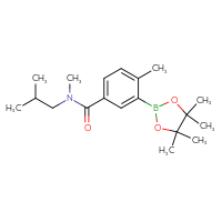 Chemical structure of N,4-dimethyl-N-(2-methylpropyl)-3-(4,4,5,5-tetramethyl-1,3,2-dioxaborolan-2-yl)benzamide - CSSB00255993247