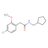 Chemical structure of 2-(4-chloro-2-methoxyphenyl)-N-(cyclopentylmethyl)acetamide - CSSB06459061468