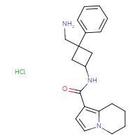 Chemical structure of N-[3-(aminomethyl)-3-phenylcyclobutyl]-5,6,7,8-tetrahydroindolizine-1-carboxamide hydrochloride - CSSB20620691679