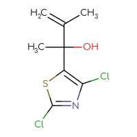 Chemical structure of 2-(2,4-dichloro-1,3-thiazol-5-yl)-3-methylbut-3-en-2-ol - CSSB21246272989