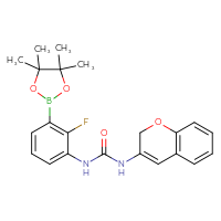 Chemical structure of 1-(2H-chromen-3-yl)-3-[2-fluoro-3-(4,4,5,5-tetramethyl-1,3,2-dioxaborolan-2-yl)phenyl]urea - CSSB21332133926