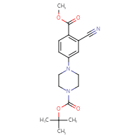Chemical structure of tert-butyl 4-[3-cyano-4-(methoxycarbonyl)phenyl]piperazine-1-carboxylate - CSSB06506814421