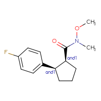 Chemical structure of rac-(1R,2S)-2-(4-fluorophenyl)-N-methoxy-N-methylcyclopentane-1-carboxamide - CSSB21291563102