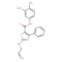 Chemical structure of N-(3,4-dimethylphenyl)-4-phenyl-2-[(prop-2-en-1-yl)amino]-1,3-thiazole-5-carboxamide - CSSB00027805883