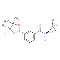 Chemical structure of rac-N-methyl-N-[(1R,2R)-2-methylcyclopropyl]-3-(4,4,5,5-tetramethyl-1,3,2-dioxaborolan-2-yl)benzamide - CSSB06730974730