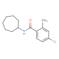 Chemical structure of 4-chloro-N-cycloheptyl-2-methylbenzamide - CSSB02005082280