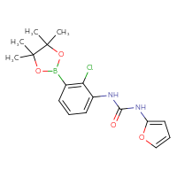 Chemical structure of 1-[2-chloro-3-(4,4,5,5-tetramethyl-1,3,2-dioxaborolan-2-yl)phenyl]-3-(furan-2-yl)urea - CSSB21245997447