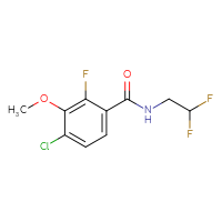 Chemical structure of 4-chloro-N-(2,2-difluoroethyl)-2-fluoro-3-methoxybenzamide - CSSB06504526804