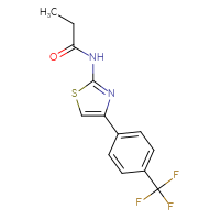 Chemical structure of N-{4-[4-(trifluoromethyl)phenyl]-1,3-thiazol-2-yl}propanamide - CSSB21253046412