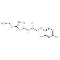 Chemical structure of 2-(2,4-dichlorophenoxy)-N-[5-(ethylsulfanyl)-1,3,4-thiadiazol-2-yl]acetamide - CSSB00047597634