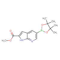 Chemical structure of methyl 5-(4,4,5,5-tetramethyl-1,3,2-dioxaborolan-2-yl)-1H-pyrrolo[2,3-b]pyridine-2-carboxylate - CSSB00010289456