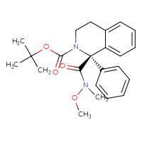 Chemical structure of tert-butyl (1S)-1-[methoxy(methyl)carbamoyl]-1-phenyl-1,2,3,4-tetrahydroisoquinoline-2-carboxylate - CSSB19188721254