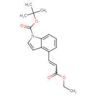 Chemical structure of tert-butyl 4-(3-ethoxy-3-oxoprop-1-en-1-yl)-1H-indole-1-carboxylate - CSSB00044177734