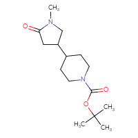 Chemical structure of tert-butyl 4-(1-methyl-5-oxopyrrolidin-3-yl)piperidine-1-carboxylate - CSSB03552346170