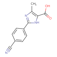 Chemical structure of 2-(4-cyanophenyl)-4-methyl-1H-imidazole-5-carboxylic acid - CSSB02516459740