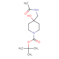 Chemical structure of tert-butyl 4-(acetamidomethyl)-4-hydroxypiperidine-1-carboxylate - CSSB00111577003