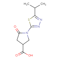Chemical structure of 5-oxo-1-[5-(propan-2-yl)-1,3,4-thiadiazol-2-yl]pyrrolidine-3-carboxylic acid - CSSB00138414830