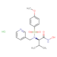 Chemical structure of (2R)-N-hydroxy-3-methyl-2-{N-[(pyridin-3-yl)methyl]-4-methoxybenzenesulfonamido}butanamide hydrochloride - CSSB00103150179