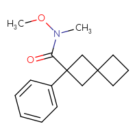 Chemical structure of N-methoxy-N-methyl-2-phenylspiro[3.3]heptane-2-carboxamide - CSSB02009482510