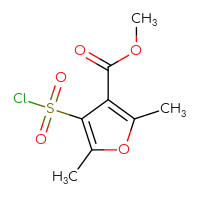 Chemical structure of methyl 4-(chlorosulfonyl)-2,5-dimethylfuran-3-carboxylate - CSSB00000738764