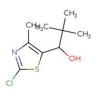 Chemical structure of 1-(2-chloro-4-methyl-1,3-thiazol-5-yl)-2,2-dimethylpropan-1-ol - CSSB21246429417