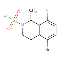 Chemical structure of 5-bromo-8-fluoro-1-methyl-1,2,3,4-tetrahydroisoquinoline-2-sulfonyl chloride - CSSB21224764211